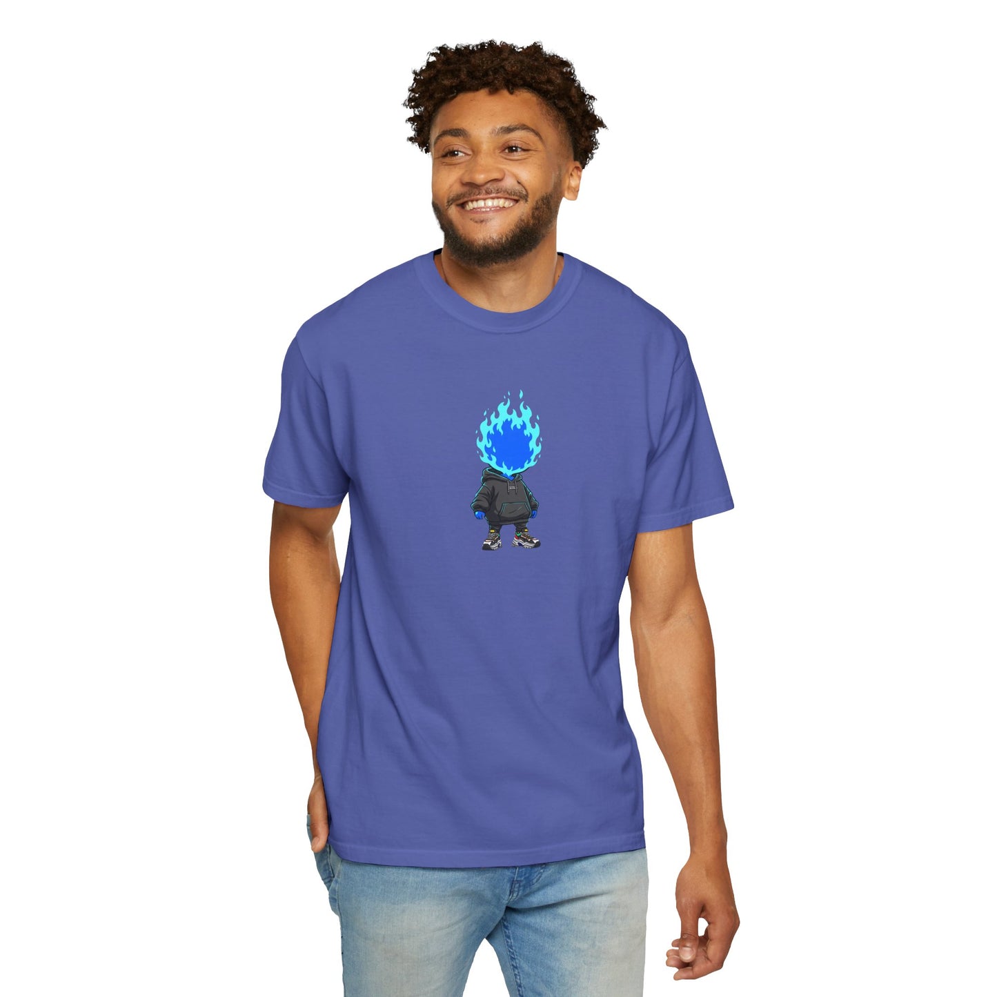 Chibi Hype Oversized T-Shirt – Blue Flame