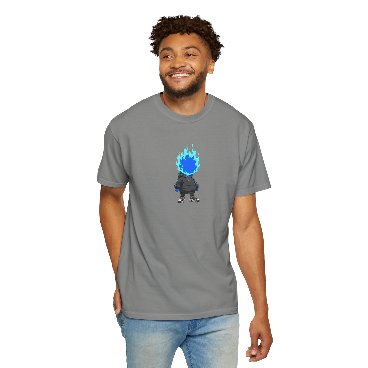 Chibi Hype Oversized T-Shirt – Blue Flame