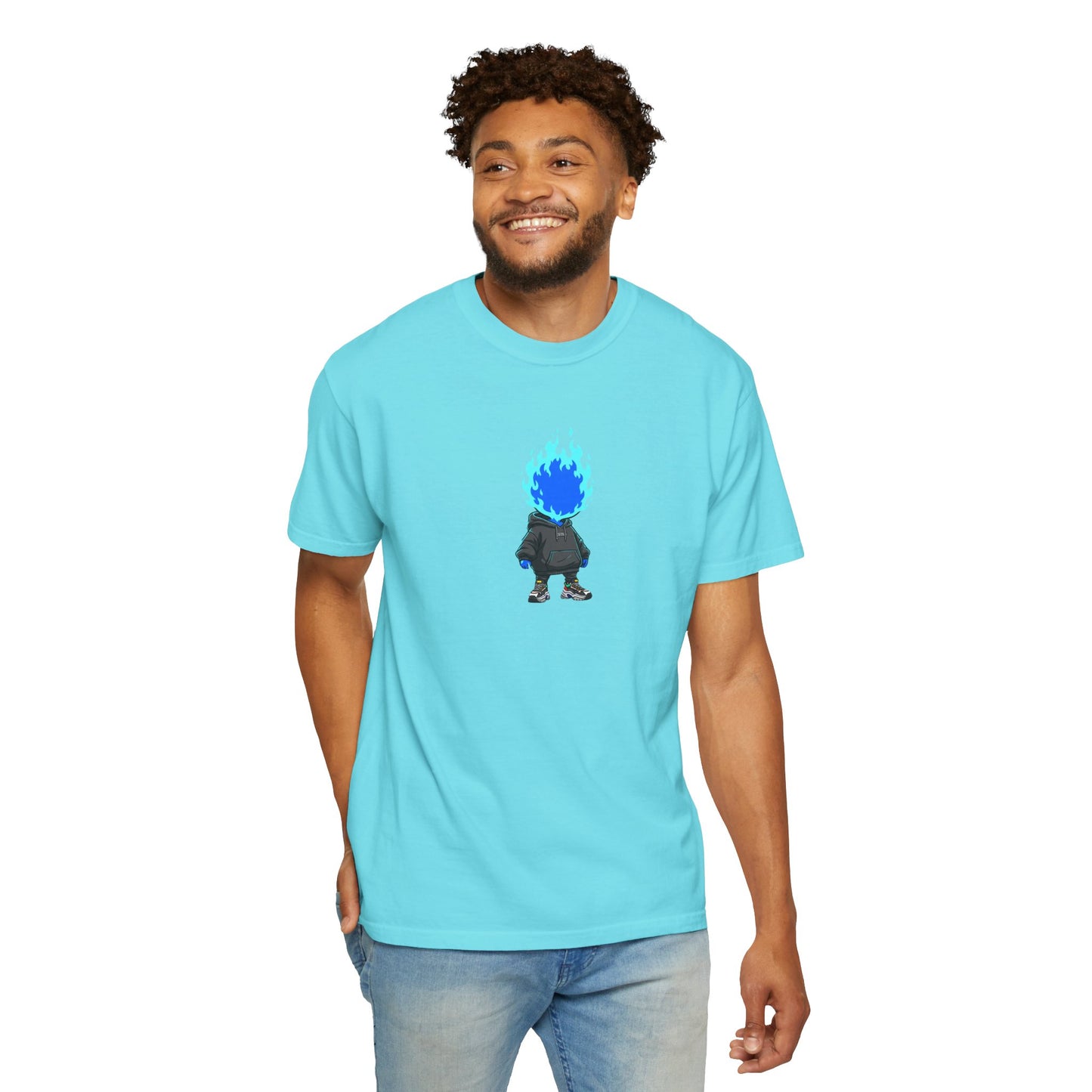 Chibi Hype Oversized T-Shirt – Blue Flame