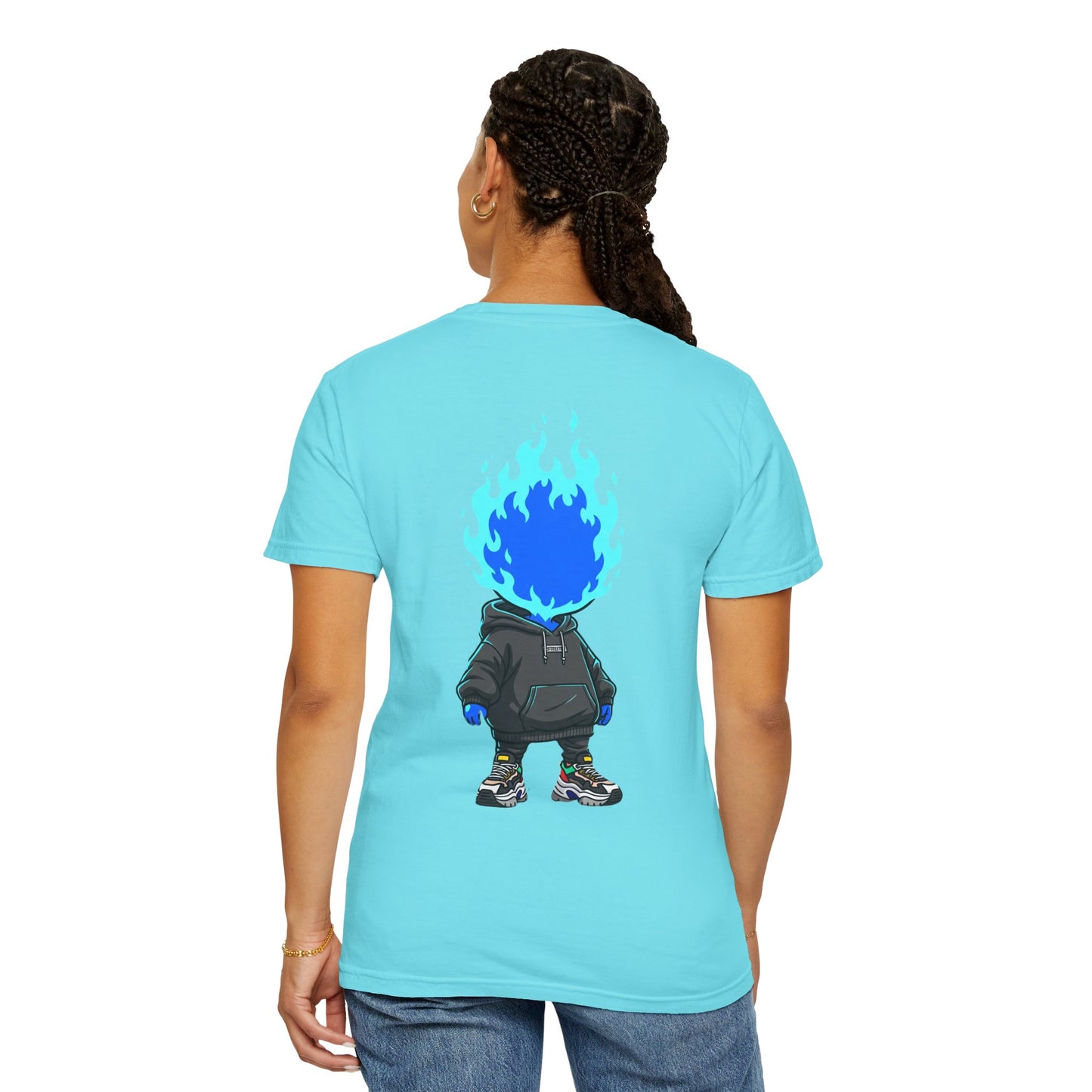 Chibi Hype Oversized T-Shirt – Blue Flame