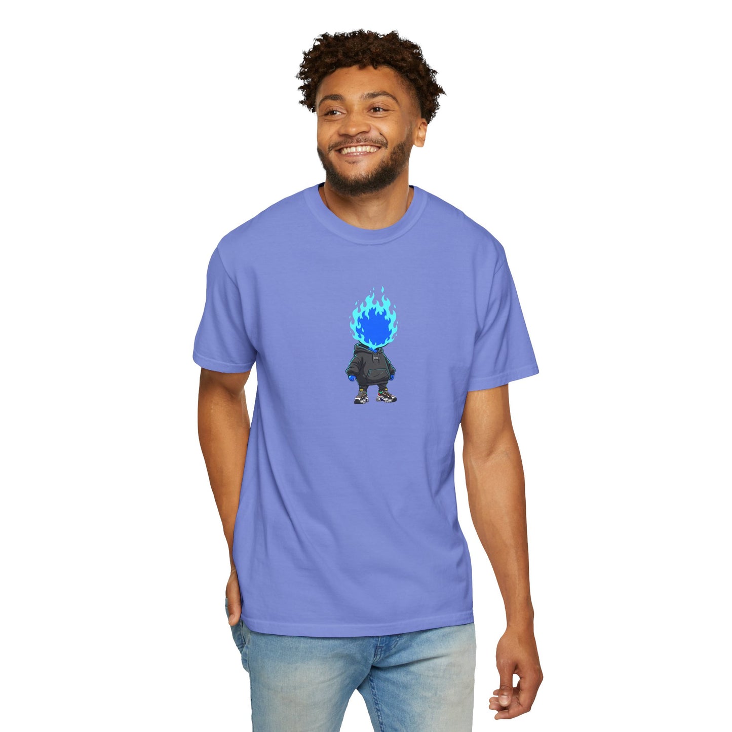 Chibi Hype Oversized T-Shirt – Blue Flame